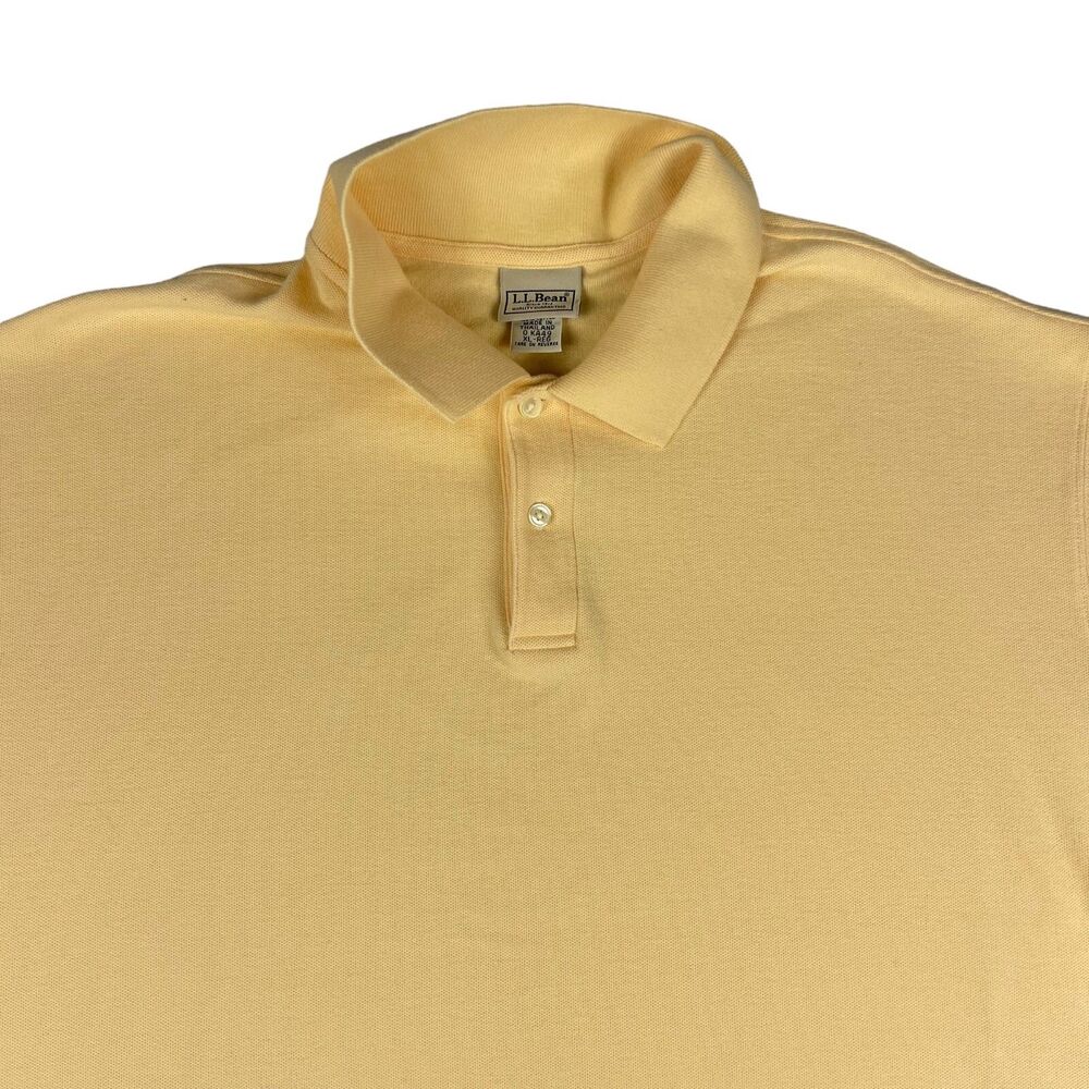 LL Bean Polo Shirt Men's Extra Large Regular Yellow Short Sleeve Collared Casual